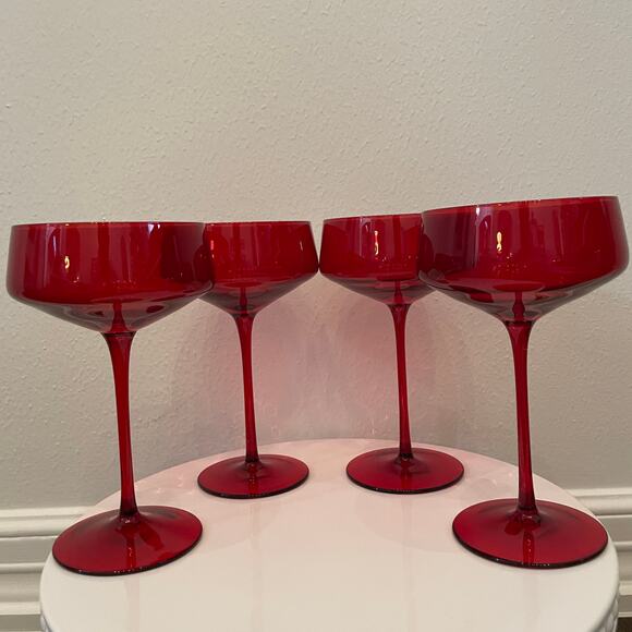 4pc Valentine Red Coupe Glasses 10oz  Holiday Cocktail Champagne Glassware New - Picture 16 of 16